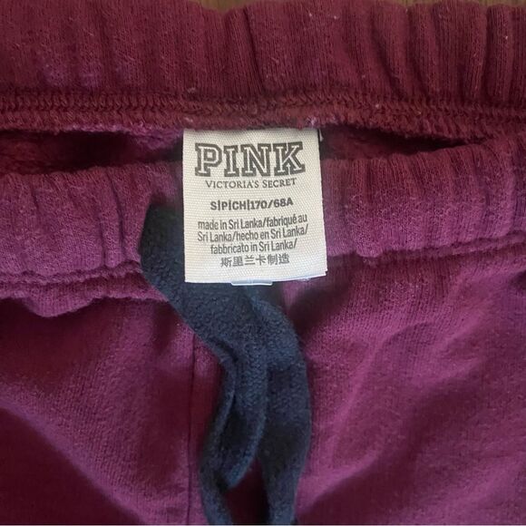 Victoria’s Secret PINK Sweatpants Size‎ Small low rise maroon and black - Picture 5 of 11